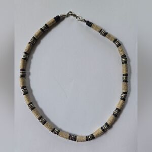 Hippie Style Black and Tan Beaded Necklace